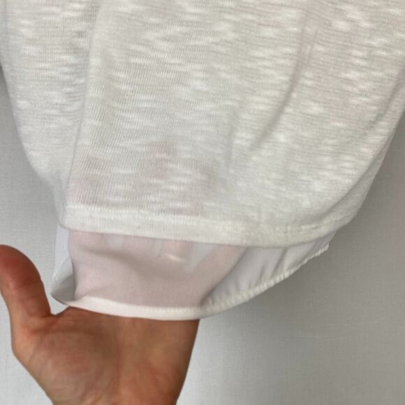 Chicos 3 Sweater White Layered Tulip Hem Semi Sheer Lagenlook Coastal Chic XL 1X - Picture 6 of 12